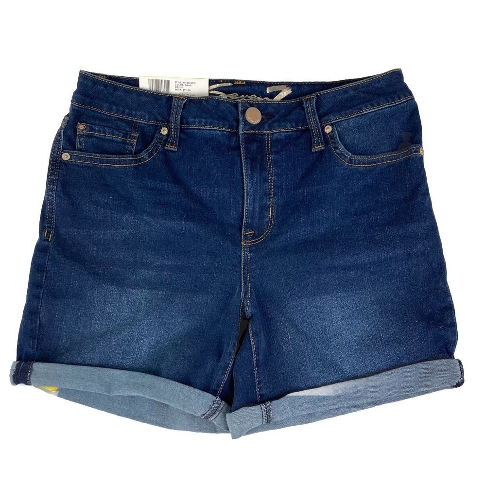 Seven 7 Womens Weekend‎ Dana Jean Shorts Mid Rise Rolled Cuff Size 8 NWT